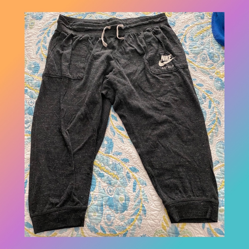 Plus size gray nike cropped joggers